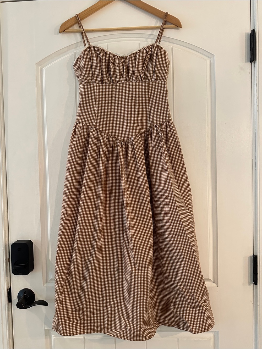A New Day Brown Gingham Midi Dress sz S
